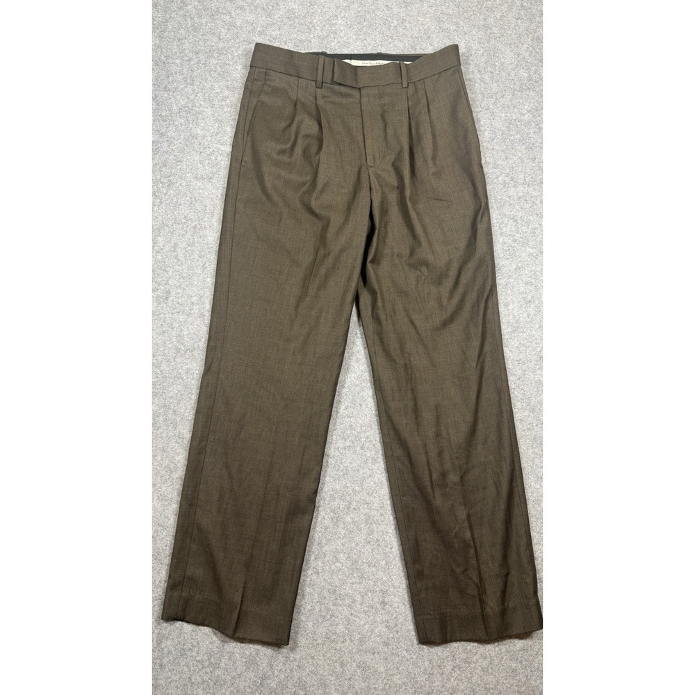 Perry Ellis Portfolio Men's 30x30 Brown Dress Pants Pleated Business Slacks